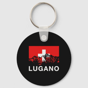 Lugano Switzerland Swiss Flag Ski Key Ring