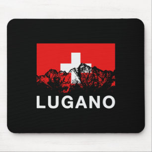 Lugano Switzerland Swiss Flag Ski  Mouse Pad