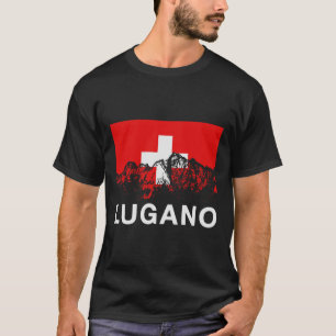 Lugano Switzerland Swiss Flag Ski T-Shirt