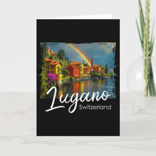 Lugano Vintage Switzerland Tee Alps Hiking Lake Di Card