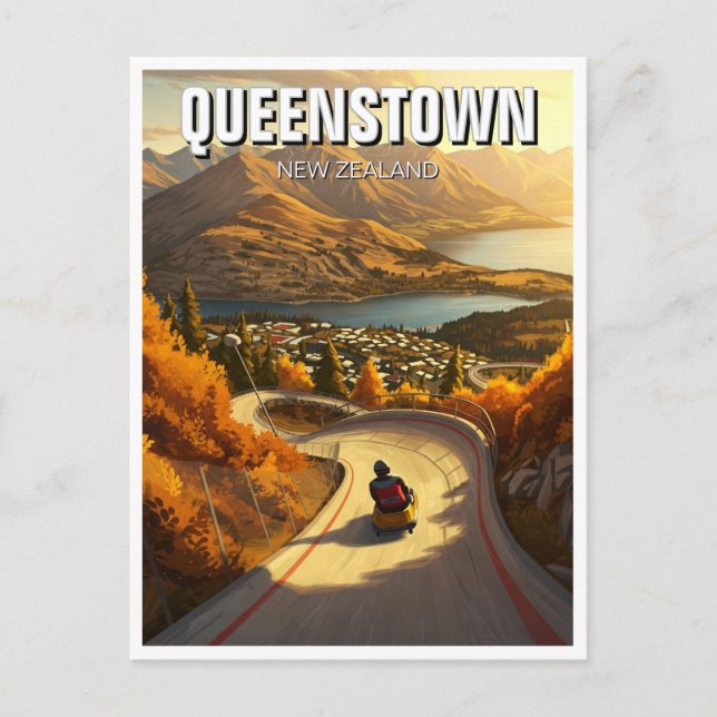 Luge in Queenstown New Zealand Travel Postcard (Front)