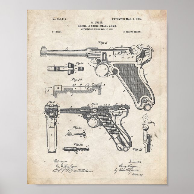 Luger Pistol Art Print (Front)