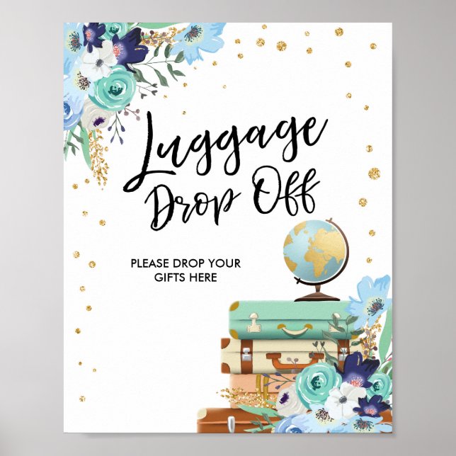 Luggage drop Off Sign Travel shower Miss to Mrs (Front)