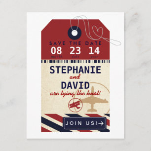 Luggage Tag Airmail Destination Wedding Save Date Save The Date