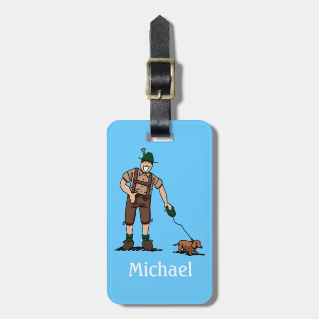 Luggage Tag BEER FESTIVAL Bavarian Dachshund Dog (Front Vertical)