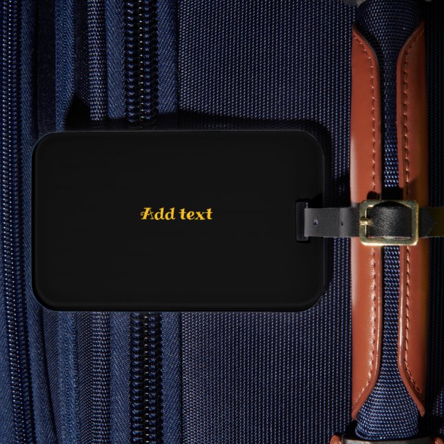 Luggage Tag, black with gold text, Luggage Tag (Front Insitu 4)