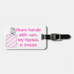 Luggage Tag; Diaper Bag Tag: Handle with Care Tag
