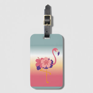 Luggage Tag, Flamingo Sunset Personalise Name Luggage Tag