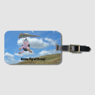 Luggage Tag - Flying Pig Over Hill