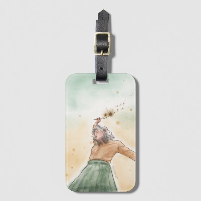 Luggage Tag | Girl with Flower (Front Vertical)