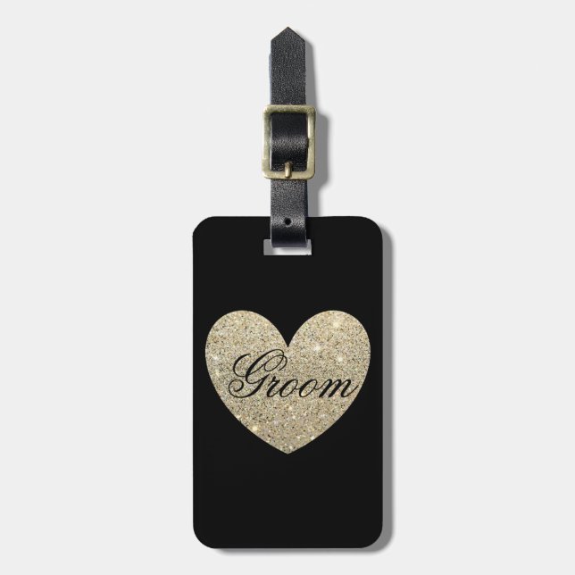 Luggage Tag | Glitter Heart Groom (Front Vertical)