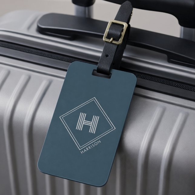 Luggage Tag | Modern Geometric Monogram Initial (Creator Uploaded)