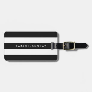 Luggage Tag - Nautical Stripes Black