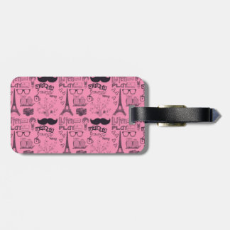 luggage tag, paris, eiffel tower, moustache tag