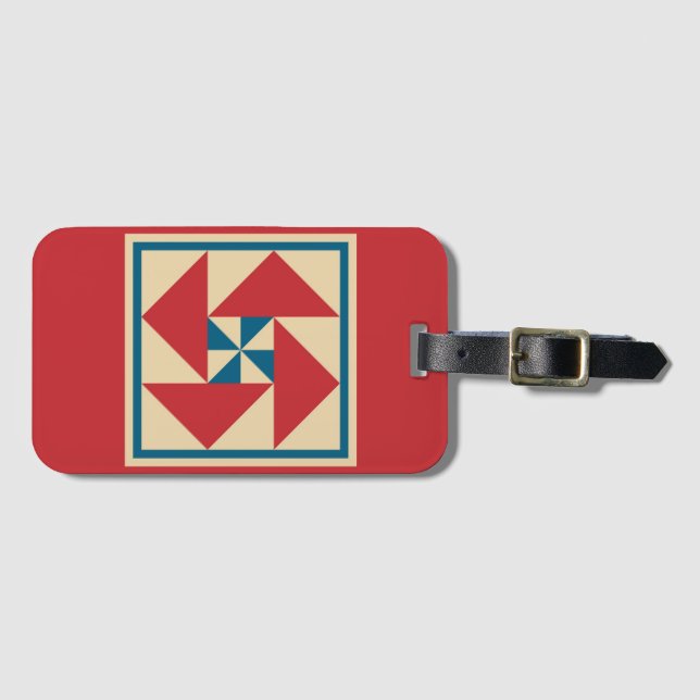 Luggage Tag - Patriotic Spin Quilt Block (Front Horizontal)