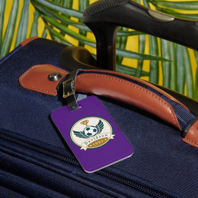 Luggage Tag - Soccer - Personalised - Add Name (Front Insitu 1)