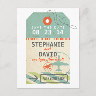 Luggage Tag Vintage Destination Wedding Save Date Save The Date