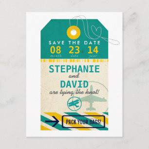 Luggage Tag Vintage Destination Wedding Save Date Save The Date