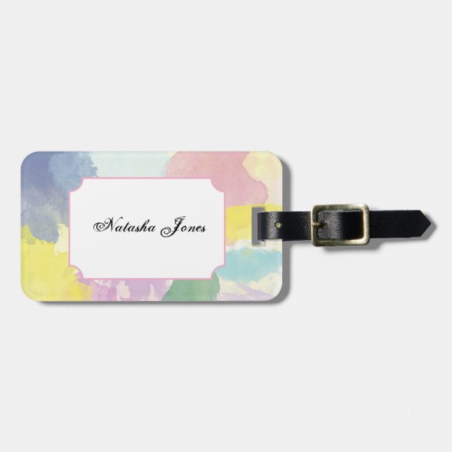 Luggage Tag w/ leather strap (Front Horizontal)