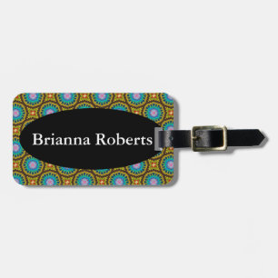 Luggage Tag w/ leather strap - Macrame Look