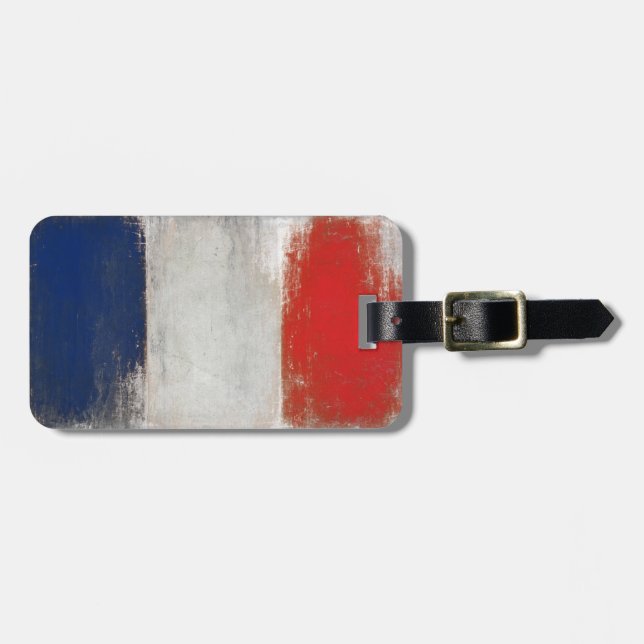 Luggage Tag with Cool French Flag (Front Horizontal)