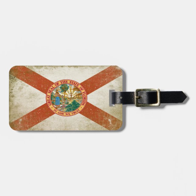 Luggage Tag with Distressed Flag from Florida (Front Horizontal)