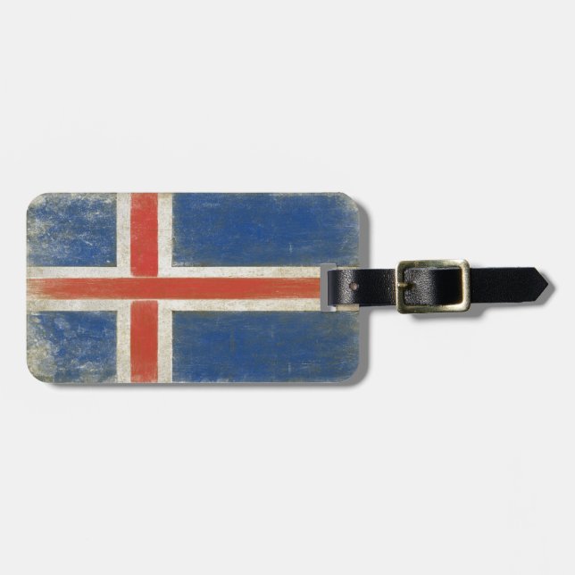 Luggage Tag with Distressed Flag from Iceland (Front Horizontal)