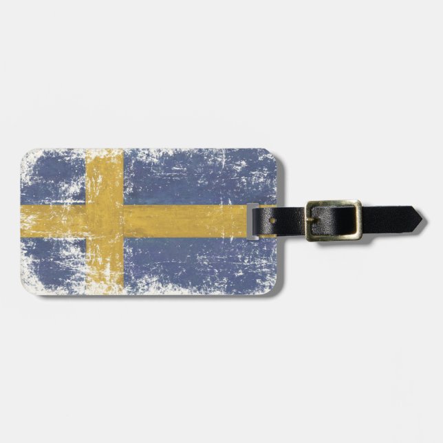 Luggage Tag with Extra Dirty Flag fromSweden (Front Horizontal)