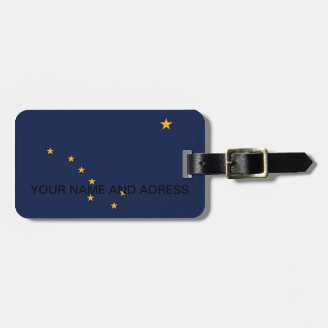 Luggage Tag with Flag of Alaska, USA (Front Horizontal)