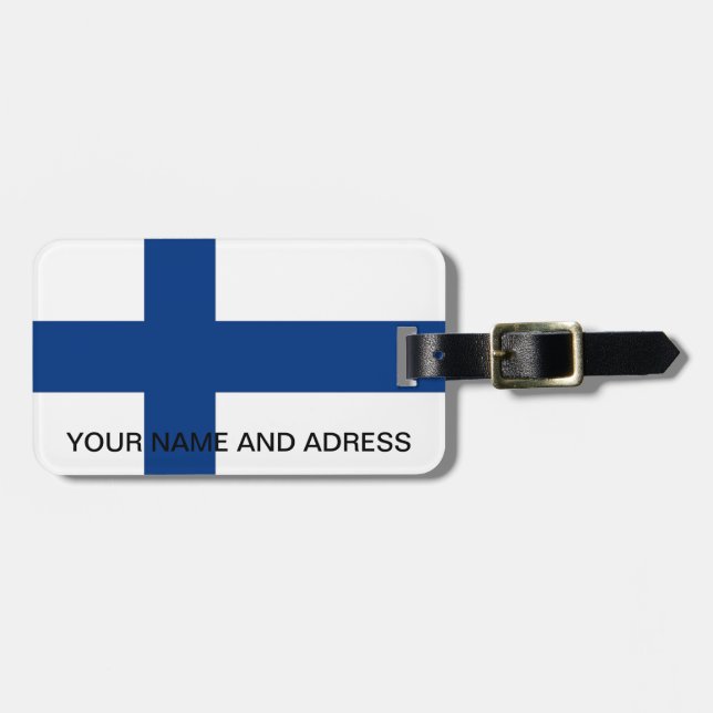 Luggage Tag with Flag of Finland (Front Horizontal)