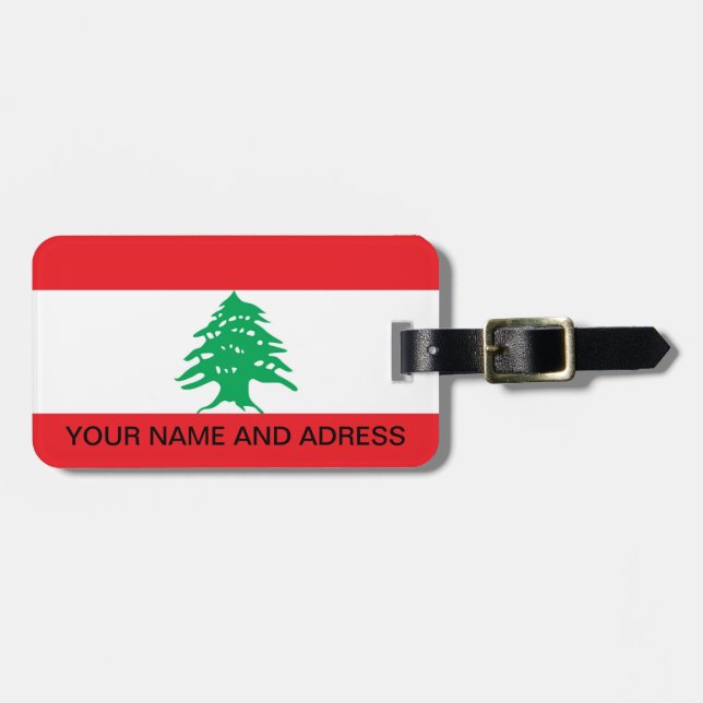 Luggage Tag with Flag of Lebanon (Front Horizontal)