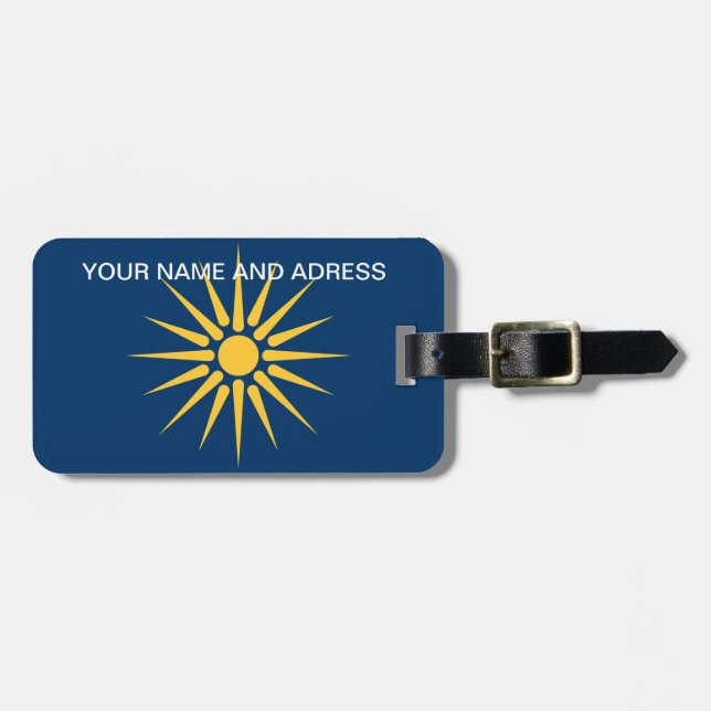 Luggage Tag with Flag of Macedonia, Greece (Front Horizontal)