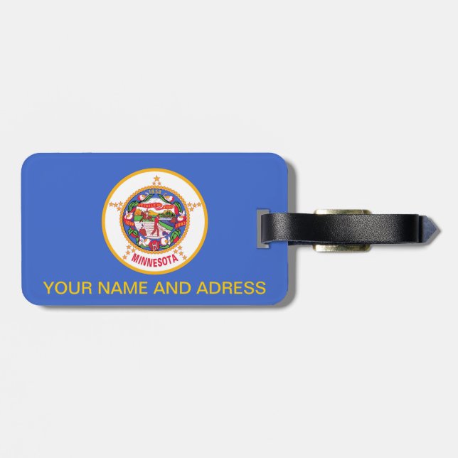 Luggage Tag with Flag of Minnesota, USA (Back Horizontal)