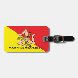 Luggage Tag with Flag of Sicily, Italy