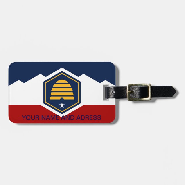 Luggage Tag with Flag of Utah, USA (Front Horizontal)