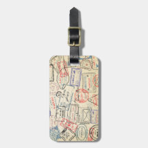 Luggage Tag with Travel Stamps