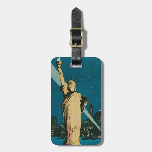 Luggage Tag with Vintage Statue of Liberty Print (Front Vertical)