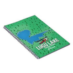Lugu Lake, Yunnan plateau, China map Notebook