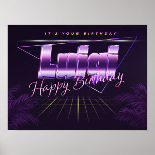 Luigi Name Vorname lila retro Poster Geburtstag