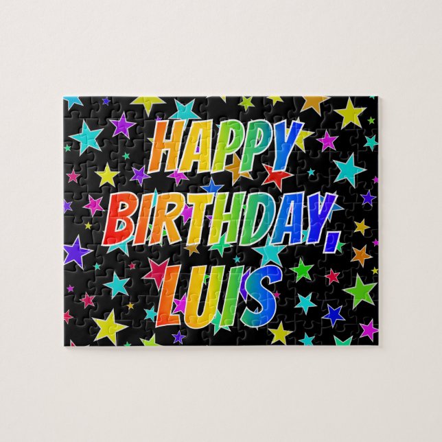 "LUIS" First Name, Fun "HAPPY BIRTHDAY" Jigsaw Puzzle (Horizontal)