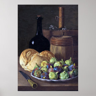 Luis Meléndez Still Life with Figs and Bread Poster