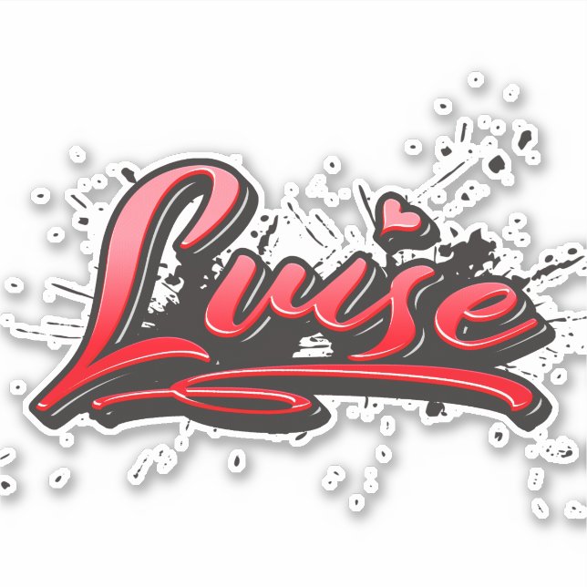 Luise red Heart Graffiti Sticker Decal (Front)