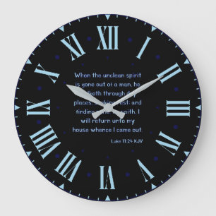 Luke 11:24 KJV Bible Verse II Roman Numeral Large Clock