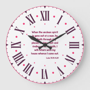 Luke 11:24 KJV Bible Verse Roman Numeral Large Clock