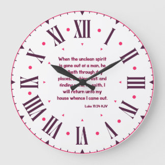 Luke 11:24 KJV Bible Verse Roman Numeral Large Clock