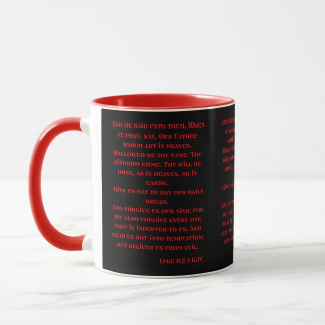 Luke 11:2-4 KJV Bible Scripture Two-Tone Mug (Left)
