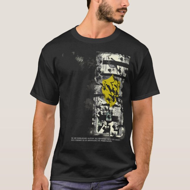 Luke 12:15 Shielded Dollar T-Shirt (Front)