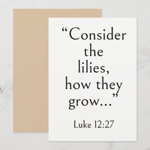 Luke 12:27 Bible Verse, Scripture for Anxiety, Art Card