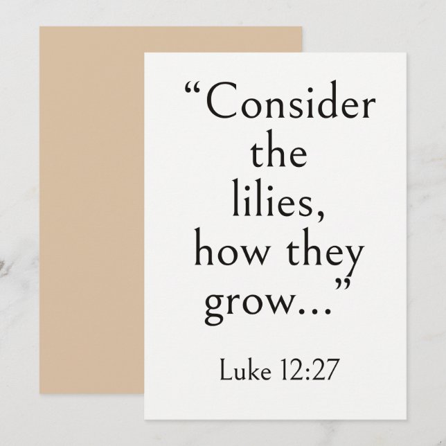 Luke 12:27 Bible Verse, Scripture for Anxiety, Art Card (Front/Back)