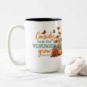 Luke 12:27 Two-Tone coffee mug